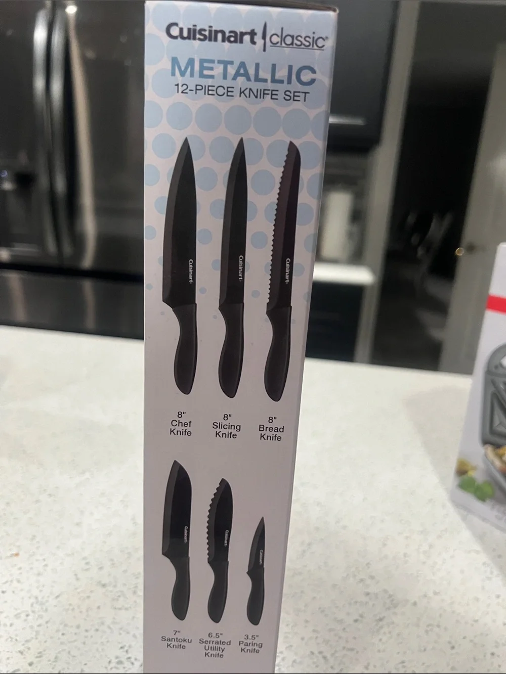 New Cuisinart Classic 12pc Metallic Knife Set Stainless Steel Black Coating